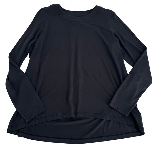 Athleta Crew Neckline Revive Long Sleeve Shirt Black Size Small - Picture 2 of 8